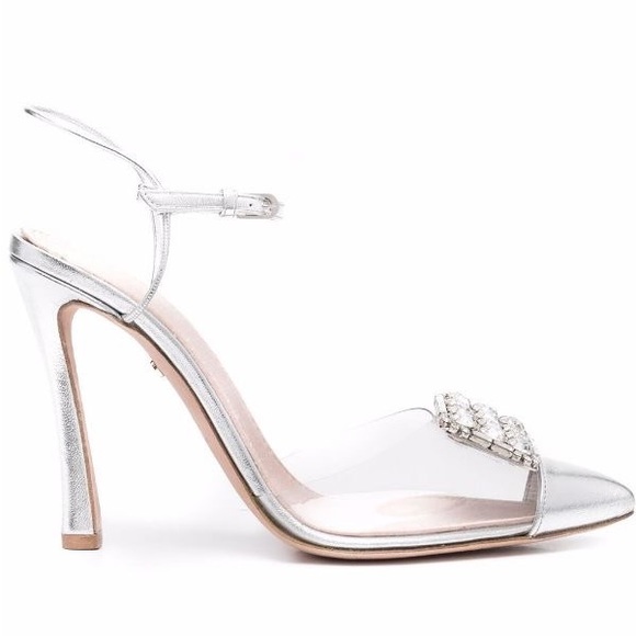 FINAL SALE💐GIAMBATTISTA VALLI crystal embellished pvc ankle-strap pumps 🍀 - Picture 8 of 15